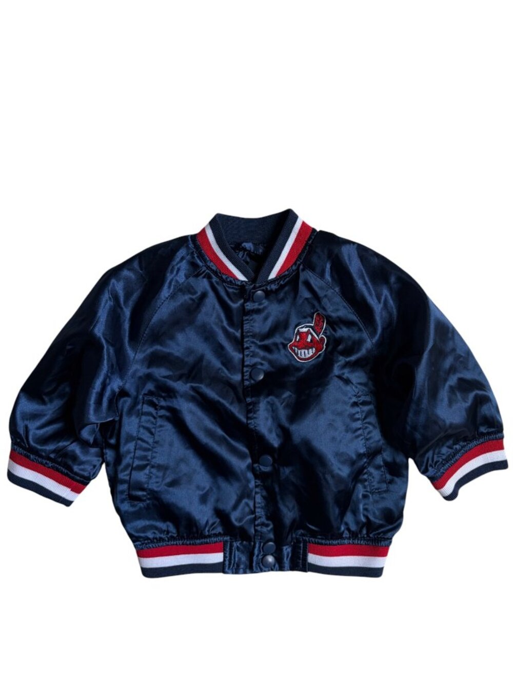 Mighty-Mac Cleveland Indians Satin Bomber Jacket (Navy) - 2T